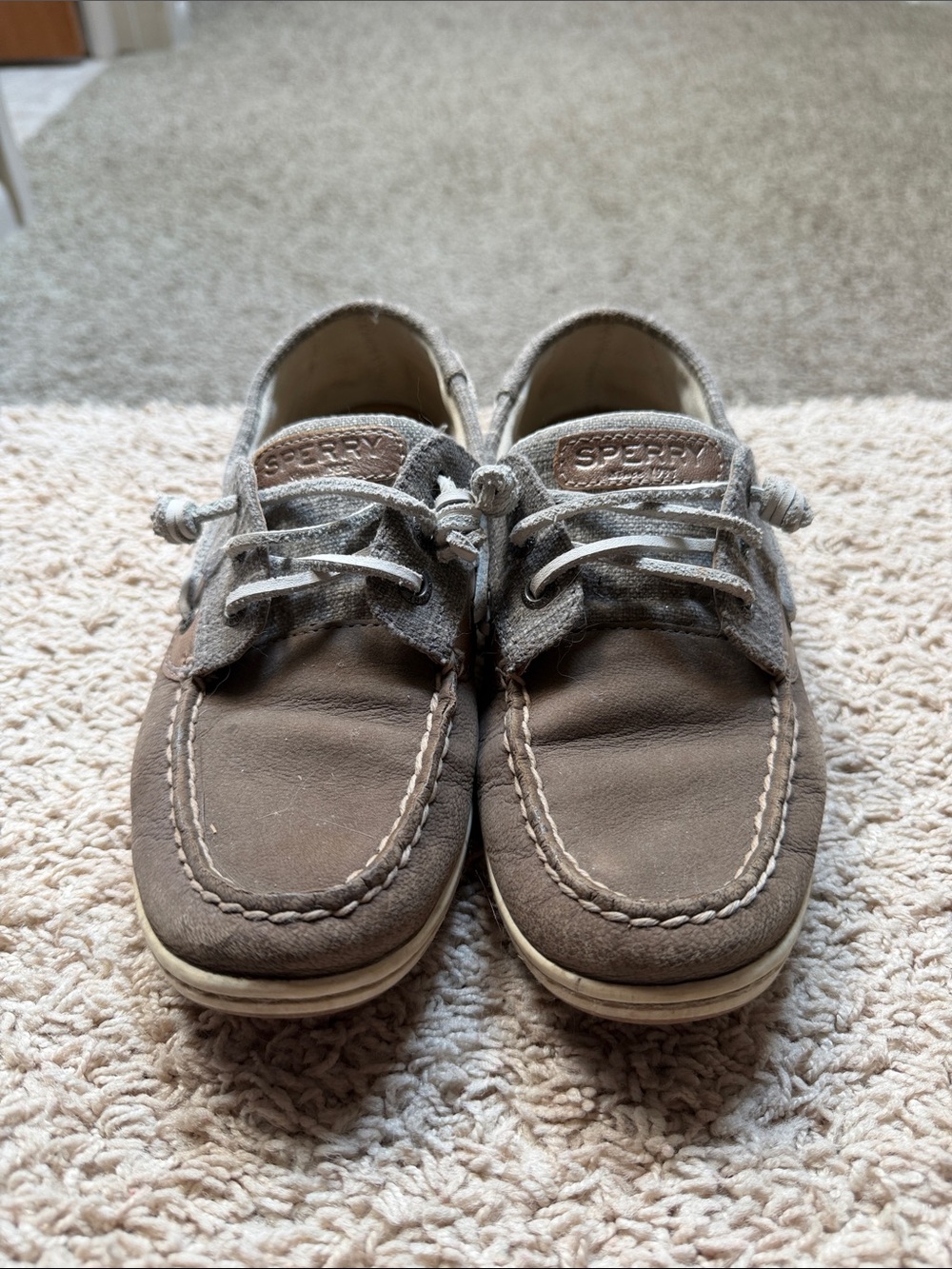Sperry Kids Taupe Brown Leather Moccasin Boat Shoes